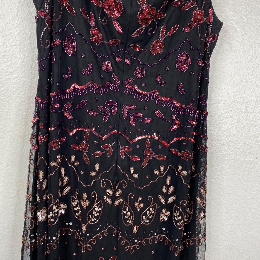 Adrianna Papell Women's Off Shoulder Beaded Sequins Cocktail Dress Black Sz 14 - Picture 13 of 16